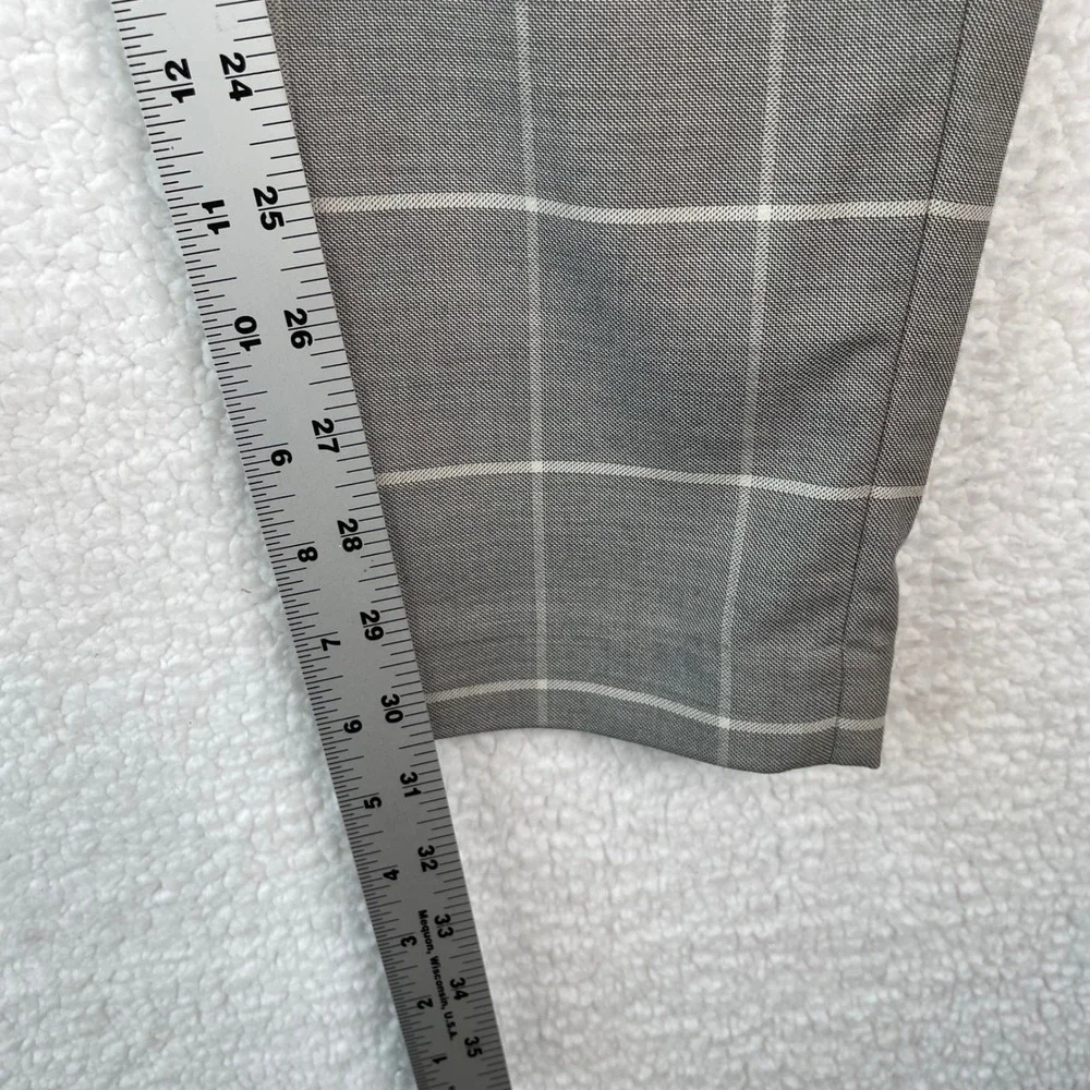 Zara Man Grey Windowpane Check Slim Fit Tailored Pants Mens 32 x 31 Trousers